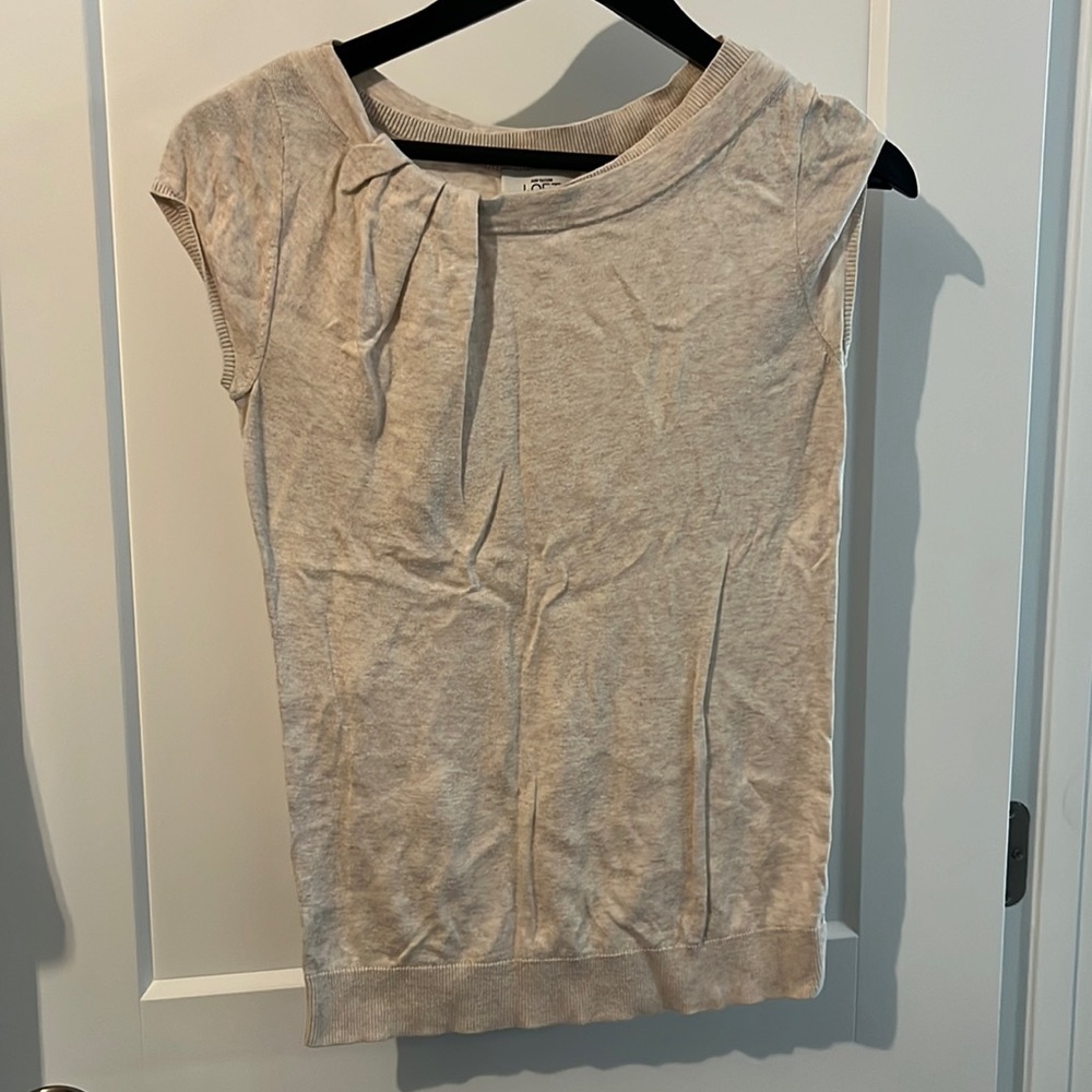 Cream/tan, XS, LOFT, cap sleeve sweater.